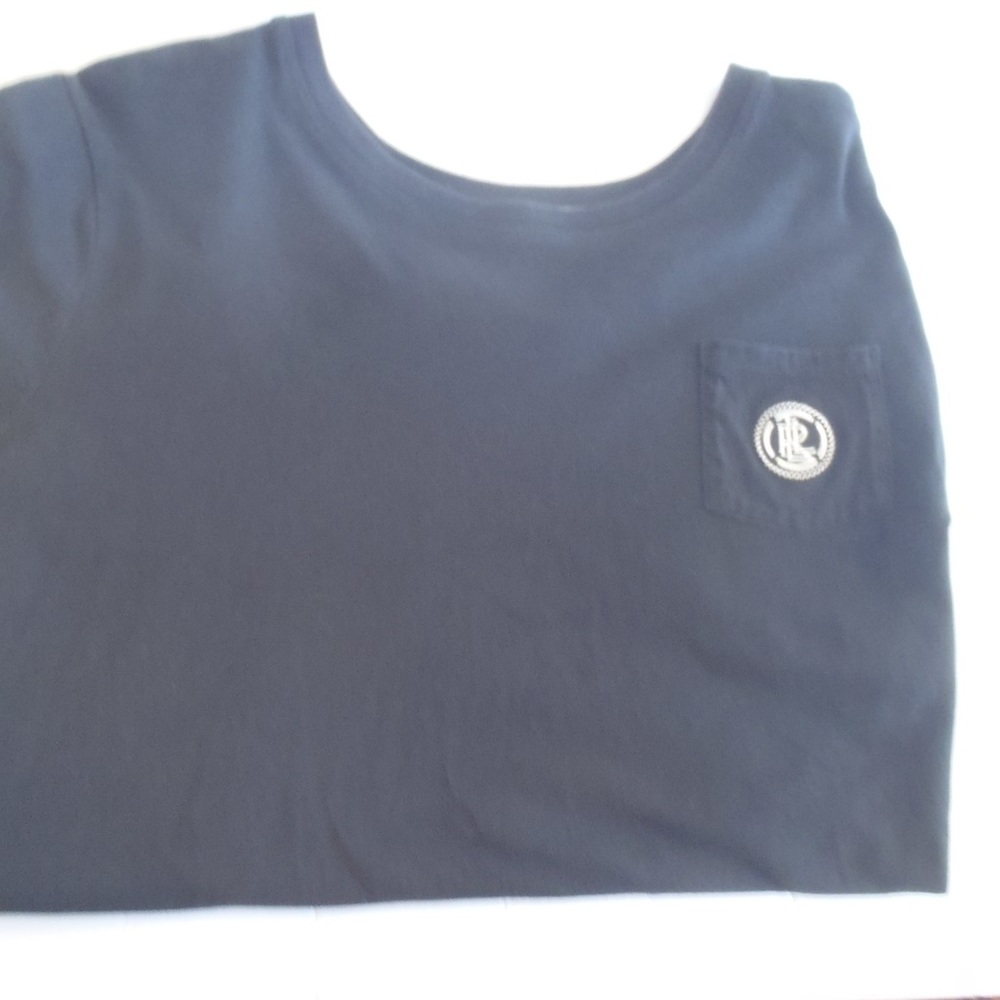 L-RL Womens Ralph Lauren Pocket T Shirt Black 2X